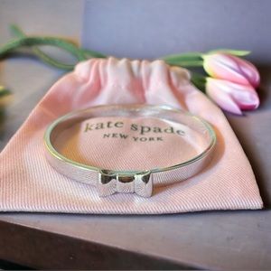 KATE SPADE Silver Bow Bangle “Take A Bow” W/Jewelry Bag